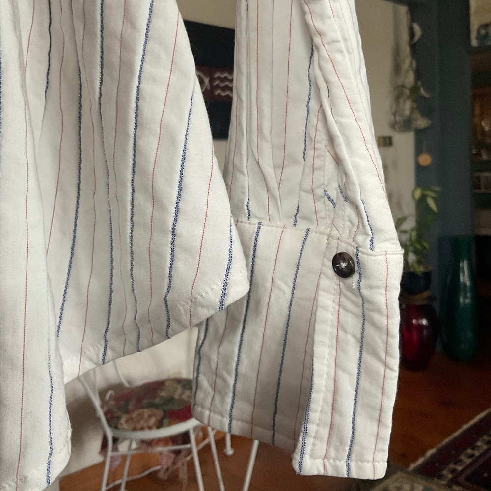 FREE PEOPLE Women's Double Breasted Blazer Jacket Size S white pinstriped - Picture 8 of 11
